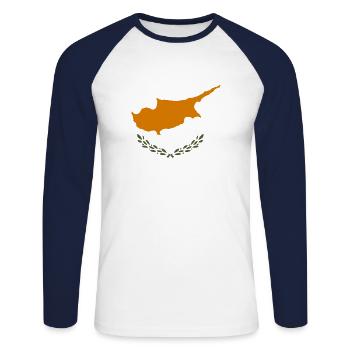 Zypern Fingerabdruck DNA Flagge Geschenk Idee - Unisex Baseballshirt langarm - Weiß/Navy - Vorne - Nik (191cm)