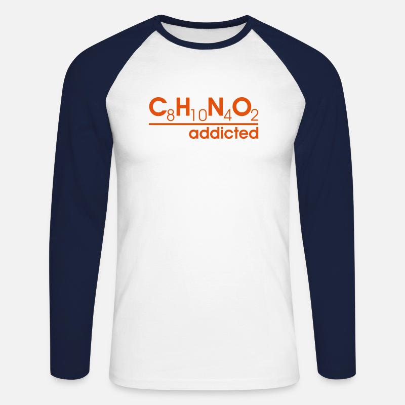 coffein süchtig - Unisex Baseballshirt langarm - Weiß/Navy