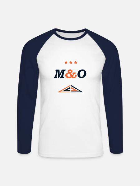 m&o star - Unisex Long Sleeve Baseball T-Shirt - white/navy