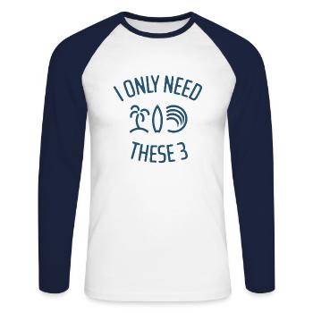 Surfen - Unisex Baseballshirt langarm - Weiß/Navy - Vorne - Nik (191cm)