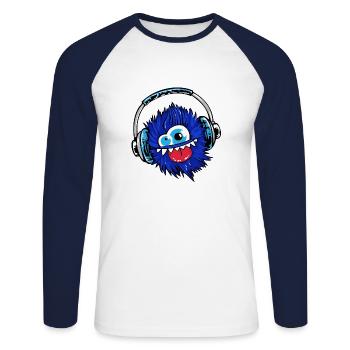 monster - Unisex Long Sleeve Baseball T-Shirt - white/navy - Front - Nik (191cm)