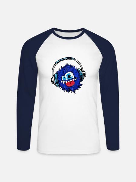 monster - Unisex Long Sleeve Baseball T-Shirt - white/navy