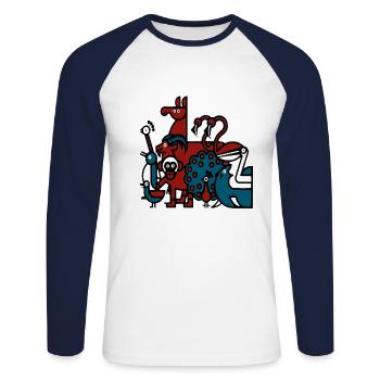 Penscynor T Shirts & Gift - Unisex Long Sleeve Baseball T-Shirt - white/navy - Front - Nik (191cm)