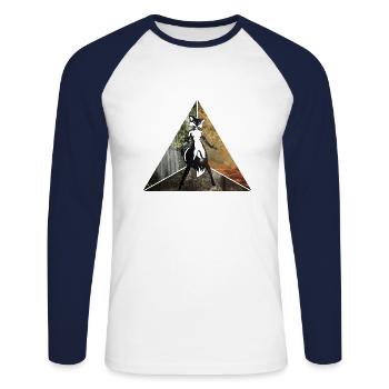 Sexy Fuchs Dreieck - Unisex Baseballshirt langarm - Weiß/Navy - Vorne - Nik (191cm)