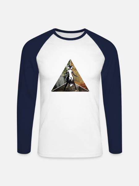 sexy fox in triangle - Unisex Long Sleeve Baseball T-Shirt - white/navy