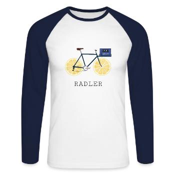 Cyclist Bicycle Beer Lemon - Unisex Long Sleeve Baseball T-Shirt - white/navy - Front - Nik (191cm)