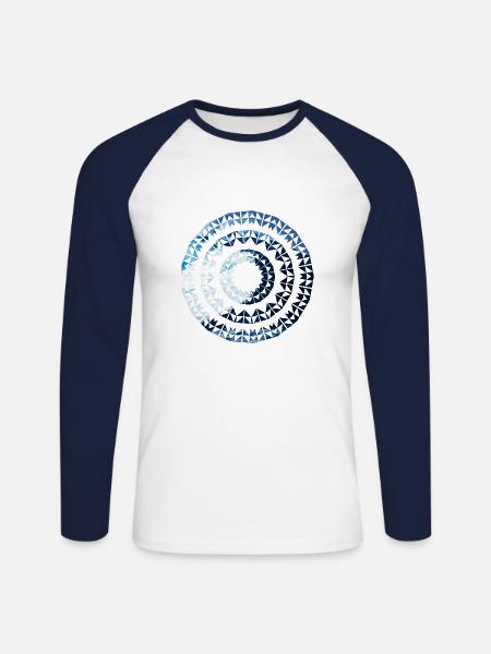 Sea mandala - Unisex Long Sleeve Baseball T-Shirt - white/navy