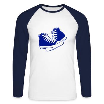 chaussures old school - T-shirt baseball manches longues Homme - blanc/marine - Devant - Nik (191cm)