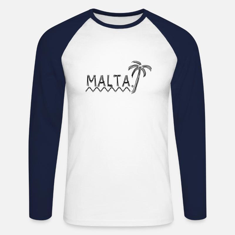 Malta - Unisex Baseballshirt langarm - Weiß/Navy