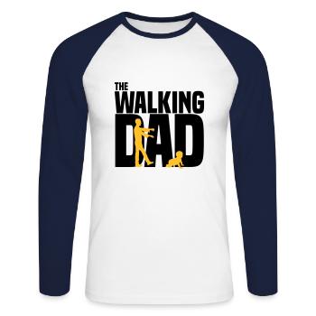 the walking-dad - the current Daddy funny zombie - Unisex Long Sleeve Baseball T-Shirt - white/navy - Front - Nik (191cm)