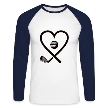 Golf Golfschläger Golfer Golfen Golfspieler - Unisex Baseballshirt langarm - Weiß/Navy - Vorne - Nik (191cm)