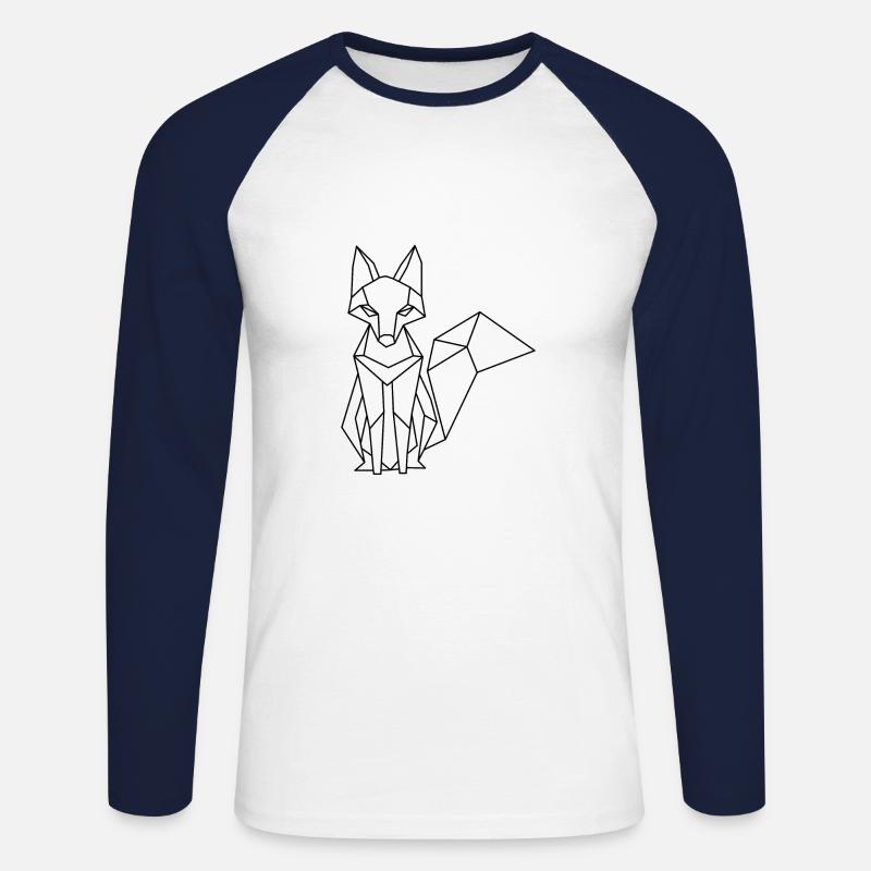 Polygon Fox – Geometric Artwork - Unisex Long Sleeve Baseball T-Shirt - white/navy