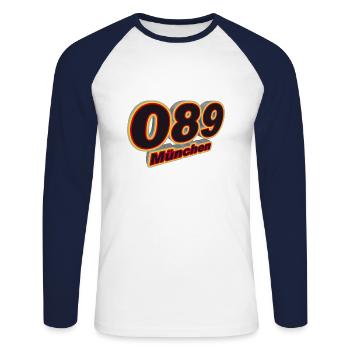 089 Muenchen - Unisex Long Sleeve Baseball T-Shirt - white/navy - Front - Nik (191cm)