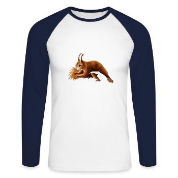 Eichhörnchen 6 - Unisex Baseballshirt langarm - Weiß/Navy - Vorne - Nik (191cm)
