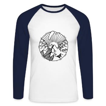 Gleitschirm im Sonnenuntergang - Unisex Baseballshirt langarm - Weiß/Navy - Vorne - Nik (191cm)