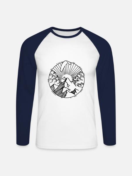 Paragliding at sunset - Unisex Long Sleeve Baseball T-Shirt - white/navy