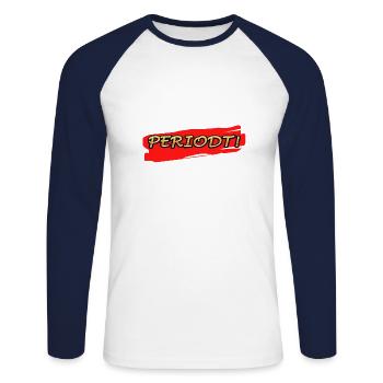 PÉRIODIE - T-shirt baseball manches longues Homme - blanc/marine - Devant - Nik (191cm)
