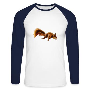 Squirrel 4 - Unisex Long Sleeve Baseball T-Shirt - white/navy - Front - Nik (191cm)