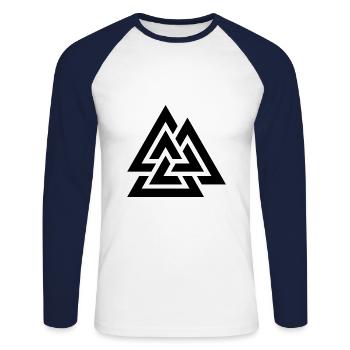 Odien 2 - Unisex Baseballshirt langarm - Weiß/Navy - Vorne - Nik (191cm)