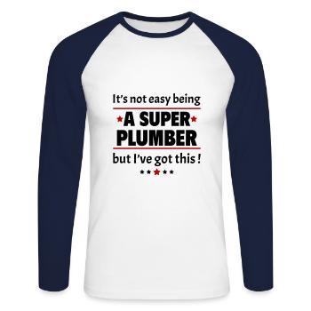 Not easy to be a super plumber! - Unisex Long Sleeve Baseball T-Shirt - white/navy - Front - Nik (191cm)