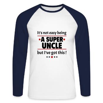 It's not easy to be a super uncle - Unisex Long Sleeve Baseball T-Shirt - white/navy - Front - Nik (191cm)