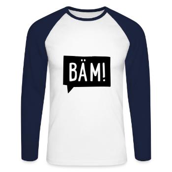 bäm - Unisex Baseballshirt langarm - Weiß/Navy - Vorne - Nik (191cm)
