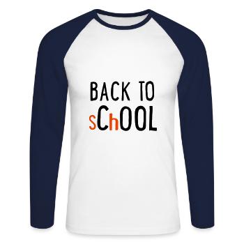back to school - T-shirt baseball manches longues Homme - blanc/marine - Devant - Nik (191cm)