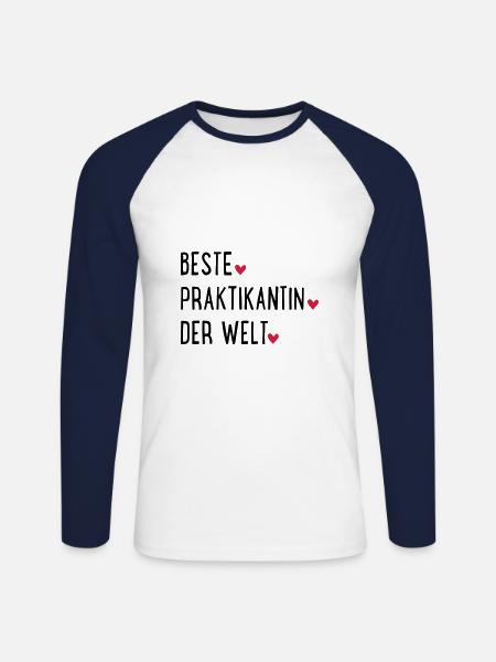 praktikantin - Unisex Baseballshirt langarm - Weiß/Navy