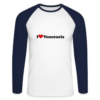 I Love Venezuela - Unisex Long Sleeve Baseball T-Shirt - white/navy - Front - Nik (191cm)