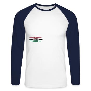 Croix Basques - T-shirt baseball manches longues Homme - blanc/marine - Devant - Nik (191cm)