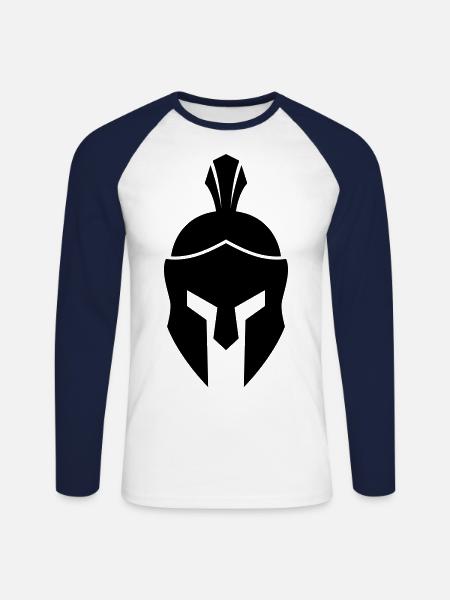 Spartaner Helm - Unisex Baseballshirt langarm - Weiß/Navy