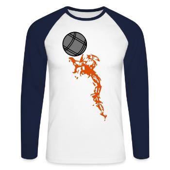 petanque ball flame Fire1 - Unisex Long Sleeve Baseball T-Shirt - white/navy - Front - Nik (191cm)