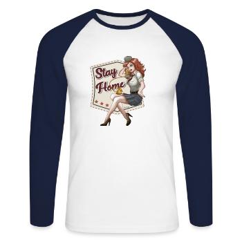 PinUp Secretary - Unisex Long Sleeve Baseball T-Shirt - white/navy - Front - Nik (191cm)