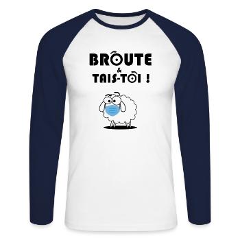 Durchsuchen & Halt die Klappe! - Unisex Baseballshirt langarm - Weiß/Navy - Vorne - Nik (191cm)