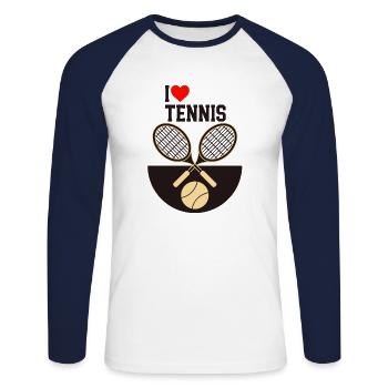 Tennis - T-shirt baseball manches longues Homme - blanc/marine - Devant - Nik (191cm)