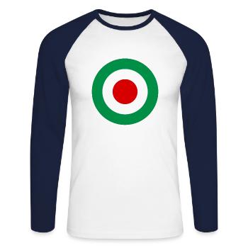Italia - Unisex Baseballshirt langarm - Weiß/Navy - Vorne - Nik (191cm)
