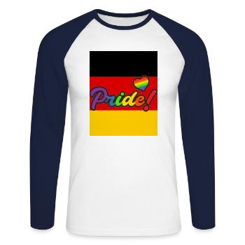 Germany Pride Christopher Street Day - Unisex Long Sleeve Baseball T-Shirt - white/navy - Front - Nik (191cm)