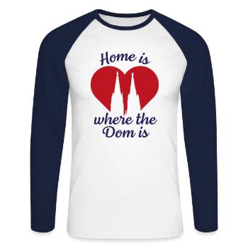 Home is where the Dom is - Unisex Long Sleeve Baseball T-Shirt - white/navy - Front - Nik (191cm)