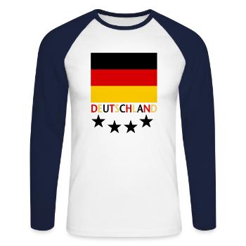Deutschland - Unisex Baseballshirt langarm - Weiß/Navy - Vorne - Nik (191cm)