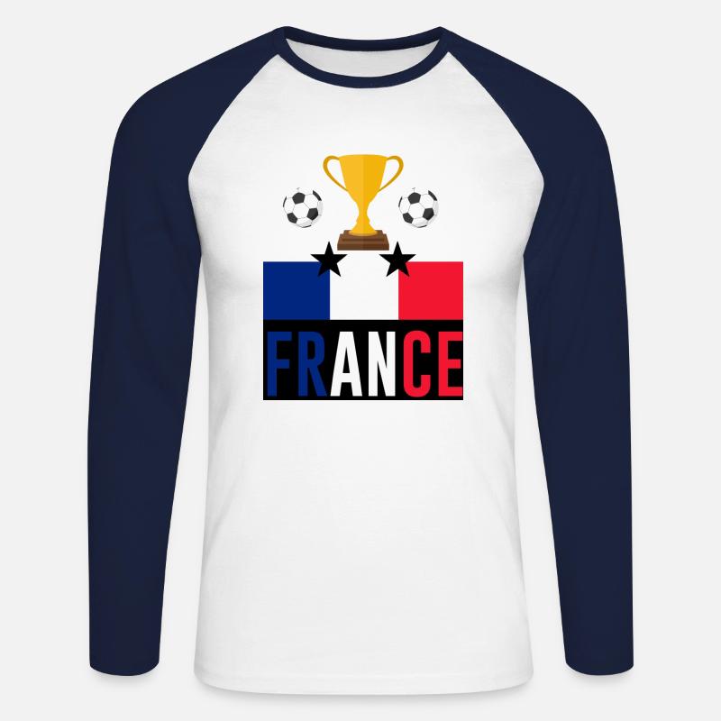 Frankreich - Unisex Baseballshirt langarm - Weiß/Navy