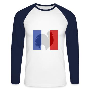 France - T-shirt baseball manches longues Homme - blanc/marine - Devant - Nik (191cm)
