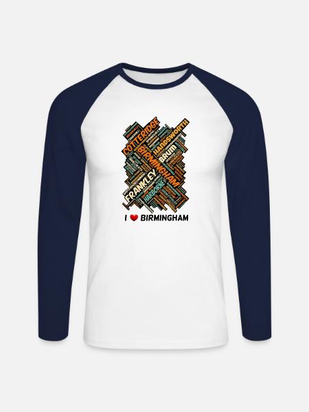 Birmingham - Unisex Long Sleeve Baseball T-Shirt - white/navy