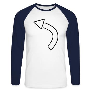 Arrow drawing sketch black - Unisex Long Sleeve Baseball T-Shirt - white/navy - Front - Nik (191cm)