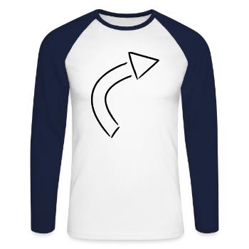 Pfeil Zeichnung Skizze schwarz - Unisex Baseballshirt langarm - Weiß/Navy - Vorne - Nik (191cm)