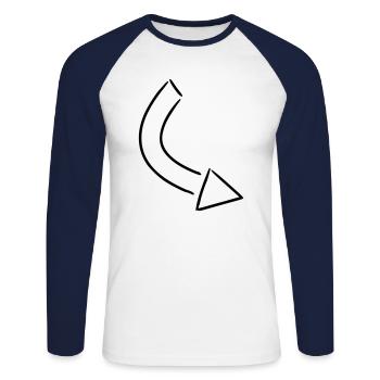 Pfeil Zeichnung Skizze schwarz - Unisex Baseballshirt langarm - Weiß/Navy - Vorne - Nik (191cm)