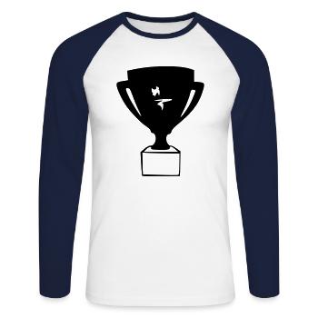 Trophée Dessin Croquis Gagnant Noir - T-shirt baseball manches longues Homme - blanc/marine - Devant - Nik (191cm)