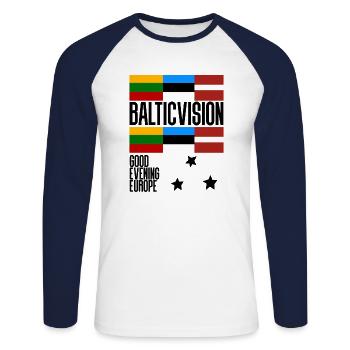 Eurovision Latvia Estonia Lithuania - Unisex Long Sleeve Baseball T-Shirt - white/navy - Front - Nik (191cm)