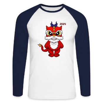 Chinesisches Neujahr Drache Vietnam I Geschenk - Unisex Baseballshirt langarm - Weiß/Navy - Vorne - Nik (191cm)