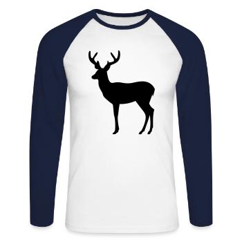 Deer - Unisex Long Sleeve Baseball T-Shirt - white/navy - Front - Nik (191cm)