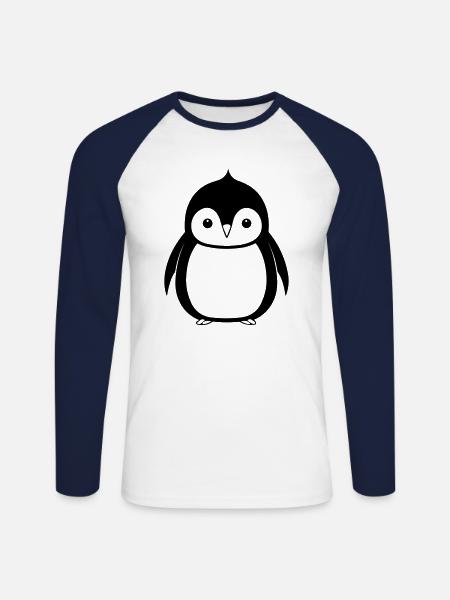 Pinguin - Unisex Baseballshirt langarm - Weiß/Navy